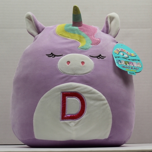 12" Monogrammed 'D' Silvia Unicorn Squishmallows - Picture 3 of 12